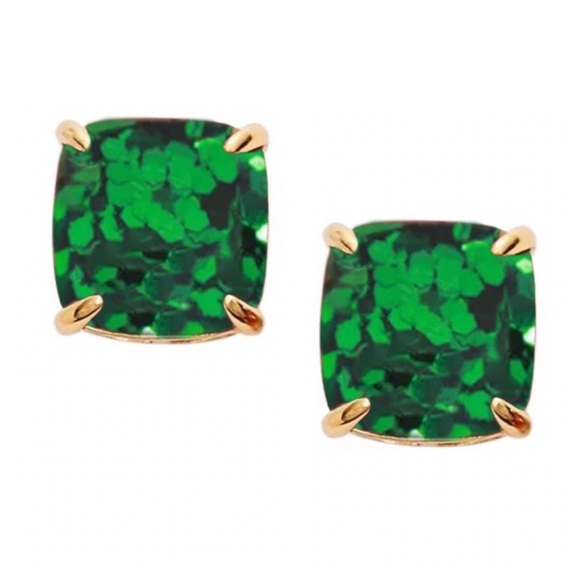 kate spade Jewelry - KATE SPADE • Green Glitter Squared Away Earrings